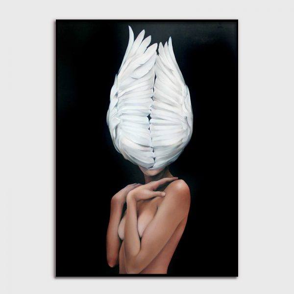 Colourful Art - Print Wall Art - Whiter feather angel - Canvas Prints-Poster Prints - Image 2
