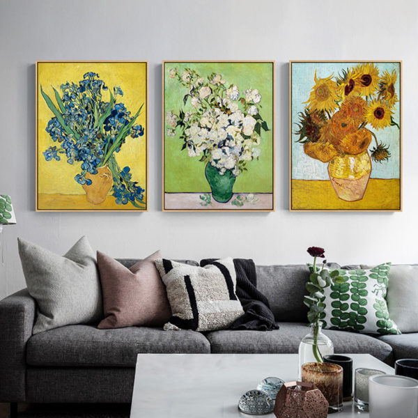Wall Art - Van Gogh sunflowers Roses (3 sets) - Canvas Prints-Poster Prints