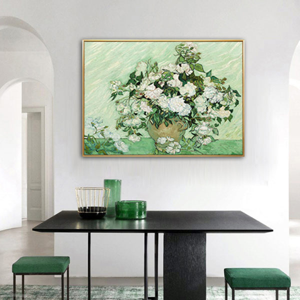 Botanicals Art - Print Wall Art - Van Gogh White Roses (Single) - Canvas Prints-Poster Prints