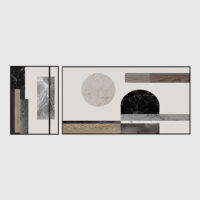 Black white Grey Silver Art - Print Wall Art - Abstract Circle and Square (2 sets) - Canvas Prints-Poster Prints - Image 4