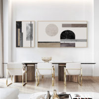Black white Grey Silver Art - Print Wall Art - Abstract Circle and Square (2 sets) - Canvas Prints-Poster Prints - Image 3