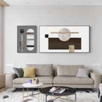 Black white Grey Silver Art - Print Wall Art - Abstract Circle and Square B (2 sets) - Canvas Prints-Poster Prints