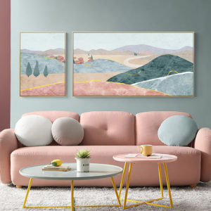 Wall Art - Pink Mountain ( 2 sets ) - Canvas Prints-Poster Prints