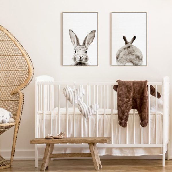 Wall art - Grey rabbit 2 sets  - Canvas Prints- Poster Prints