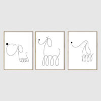 Animals Prints - LINE ART DOGS ( 3 sets) - Canvas Prints-Poster Prints - Image 2