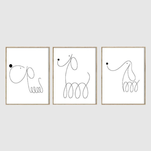 Animals Prints - LINE ART DOGS ( 3 sets) - Canvas Prints-Poster Prints - Image 2