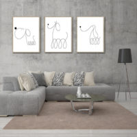 Animals Prints - LINE ART DOGS ( 3 sets) - Canvas Prints-Poster Prints