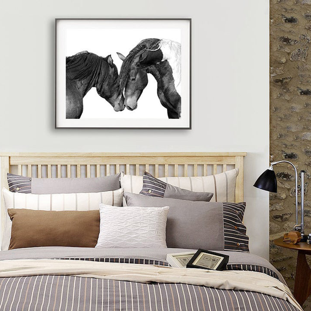 Animals art prints - Black white horses - Canvas Prints - Poster Prints ...