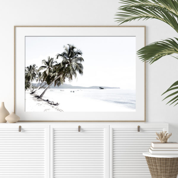 Landscape art prints -Coconut tree leaves and the beach(white series)- PHOTO ART PRINTS- Poster Prints -Canvas Prints