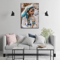 Figures art prints -Tribal girl with blue accessories - Canvas Prints - Poster Prints