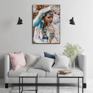 Figures art prints -Tribal girl with blue accessories - Canvas Prints - Poster Prints