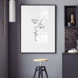Line Art prints -KISSING - Poster Prints -Canvas Prints