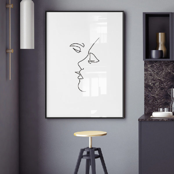 Line Art prints -KISSING - Poster Prints -Canvas Prints