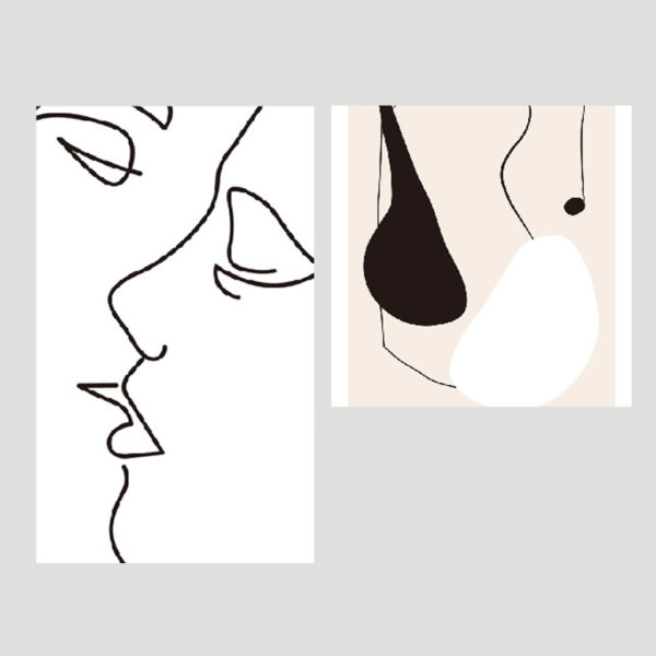 Line Art prints -KISSING - Poster Prints -Canvas Prints - Image 2