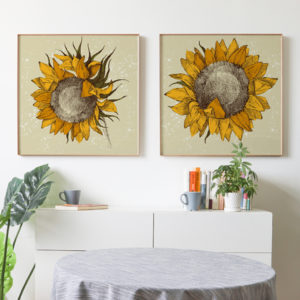 Flowers Art Prints -SUNFLOWERS -(2 sets)- Canvas Prints-Poster Prints