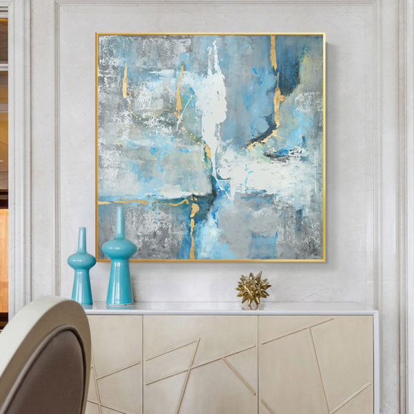 Wall Art - Abstract marbled blue modern style - Canvas Prints-Poster Prints - Image 4