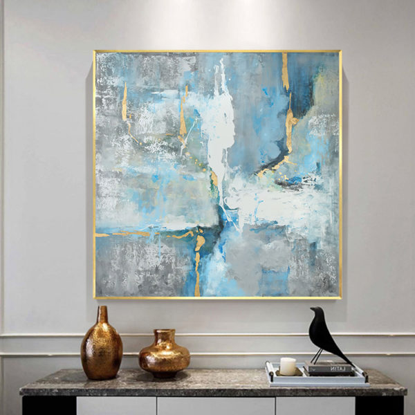 Wall Art - Abstract marbled blue modern style - Canvas Prints-Poster Prints