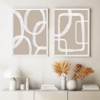 Wall art - Abstract White Lines 2 sets - Canvas Prints- Poster Prints