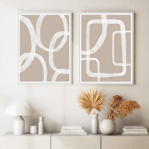 Wall art - Abstract White Lines 2 sets - Canvas Prints- Poster Prints