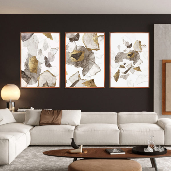 Wall Art prints -Abstract marbled gold 3 sets - Poster Prints -Canvas Prints