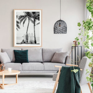Landscape art prints - Beach Surfboards black - Canvas Prints - Poster Prints