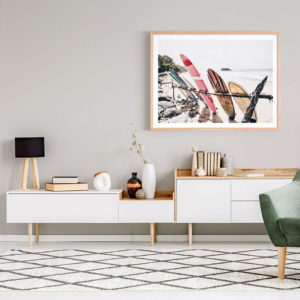 Landscape art prints - Beach Surfboards colour - Canvas Prints - Poster Prints