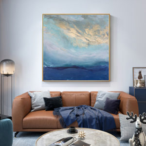 Wall Art - Abstract gold blue square size - Canvas Prints-Poster Prints