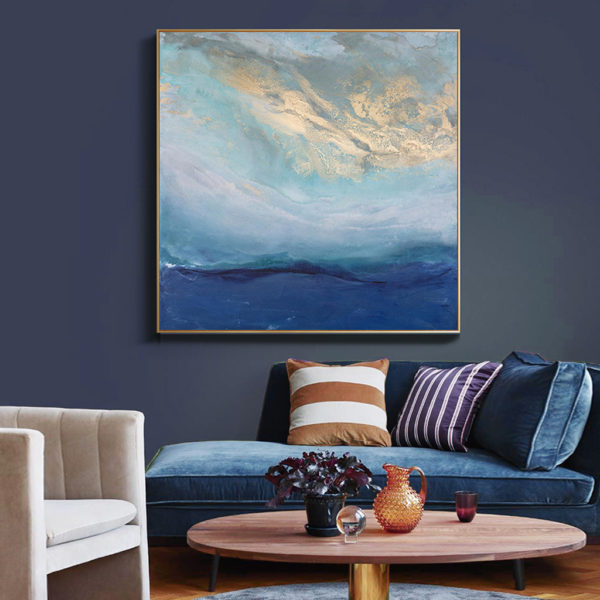 Wall Art - Abstract gold blue square size - Canvas Prints-Poster Prints - Image 3