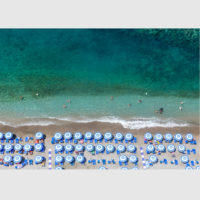 Landscape art prints - Blue Umbrellas - Canvas Prints - Poster Prints - Image 3