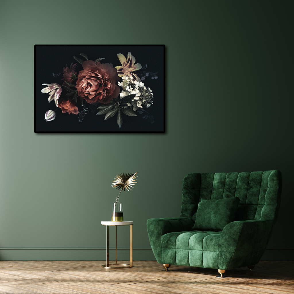 Botanical art prints - Floral with black background - Canvas Prints ...