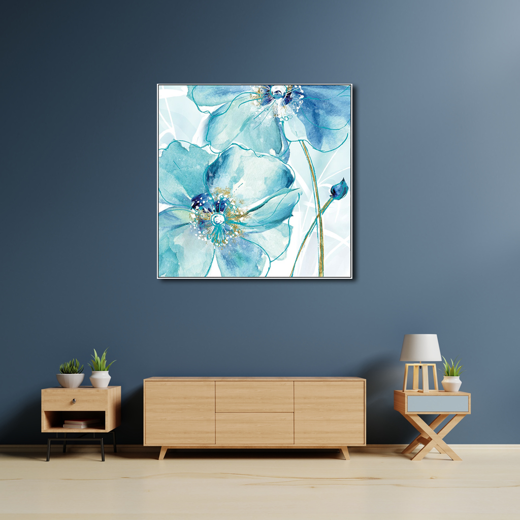 Wall Art Prints -Blue Flowers American style (2 sets)- Canvas Prints ...