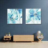 Wall Art Prints -Blue Flowers American style (2 sets)- Canvas Prints-Poster Prints