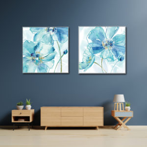 Wall Art Prints -Blue Flowers American style (2 sets)- Canvas Prints-Poster Prints