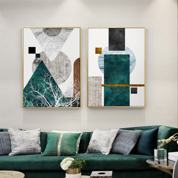 Abstract art prints -Square and Circles ( 2 sets) - Canvas Prints - Poster Prints