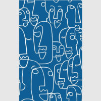 Wall Art - Line Art Faces Blue Background - Poster Prints -Canvas Prints - Image 2