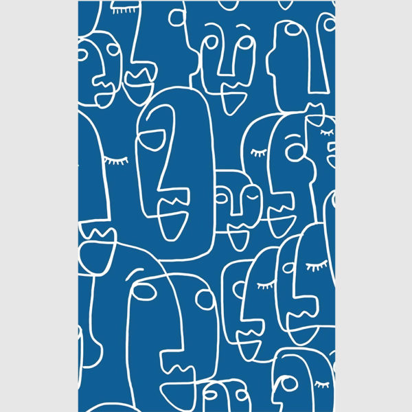 Wall Art - Line Art Faces Blue Background - Poster Prints -Canvas Prints - Image 2