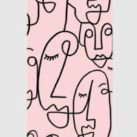 Wall Art - Line Art Lady Faces Pink Background - Poster Prints -Canvas Prints - Image 2
