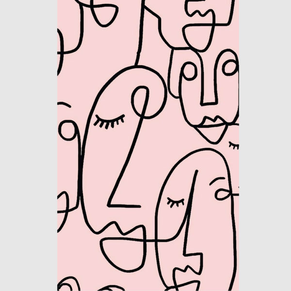 Wall Art - Line Art Lady Faces Pink Background - Poster Prints -Canvas Prints - Image 2