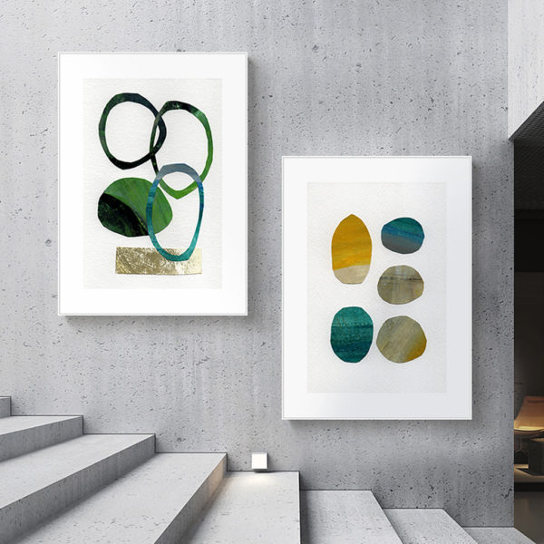 Wall Art -Abstract green dancing (B) 2 sets - Canvas Prints-Poster Prints