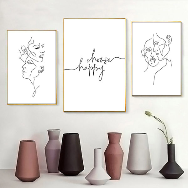 Wall Art prints - Line art - Happy choose ( 3 sets )- Poster Prints -Canvas Prints - Image 5