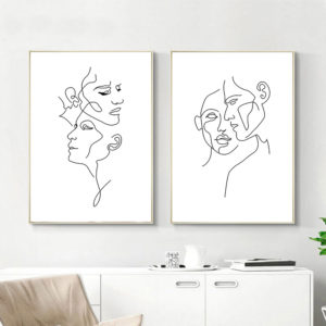 Wall Art - Line art - Happy choose (B+C 2 sets)- Canvas Prints-Poster Prints