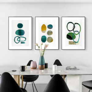 Wall Art prints - Abstract green dancing 3 sets - Poster Prints -Canvas Prints