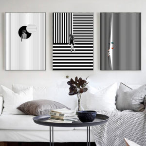 Wall Art prints - Peeking fashion girl ( 3 sets )- Poster Prints -Canvas Prints