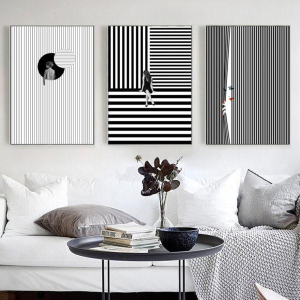 Wall Art prints - Peeking fashion girl ( 3 sets )- Poster Prints -Canvas Prints