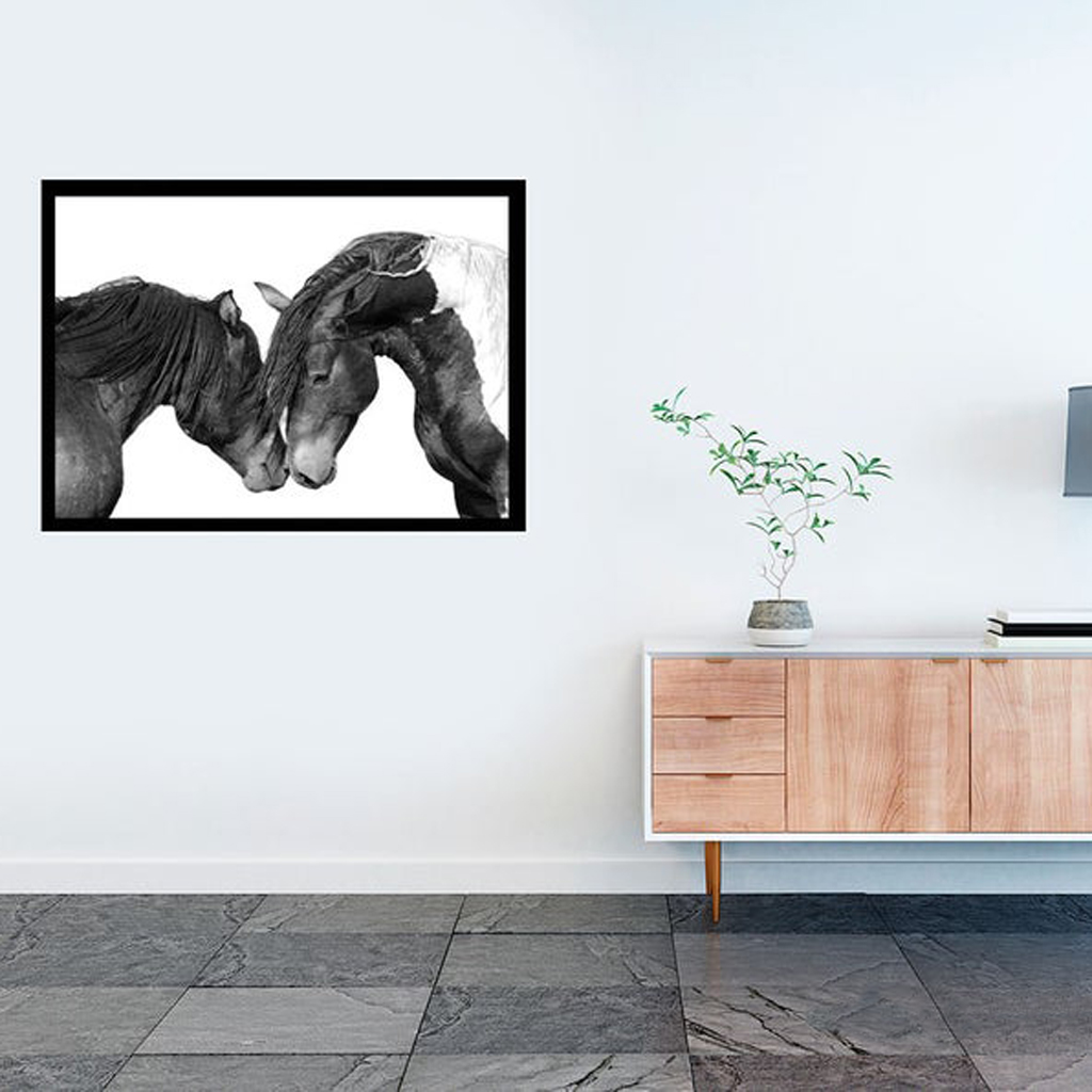 Animals art prints - Black white horses - Canvas Prints - Poster Prints ...
