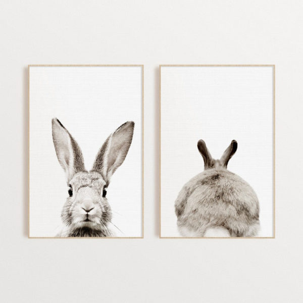 Wall art - Grey rabbit 2 sets  - Canvas Prints- Poster Prints - Image 2