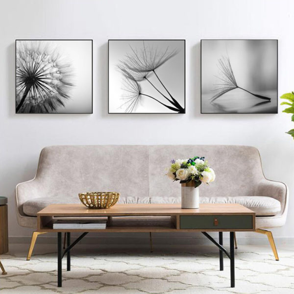 Wall Art Prints - Black and white dandelion (2 sets)- Canvas Prints-Poster Prints - Image 2
