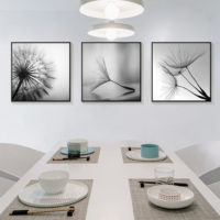 Wall Art -Botanical dandelions black white (3 sets) - Canvas Prints-Poster Prints