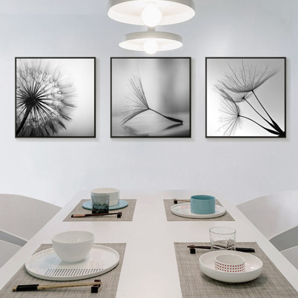 Wall Art -Botanical dandelions black white (3 sets) - Canvas Prints-Poster Prints