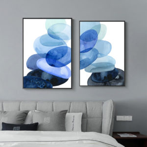 Wall Art -Abstract blue bubble 2 sets - Canvas Prints-Poster Prints